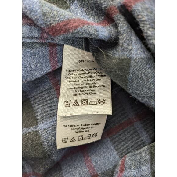 Mens Eddie Bauer Classic Fit Long Sleeve Plaid Button Down Shirt Size M Blue - Picture 7 of 9